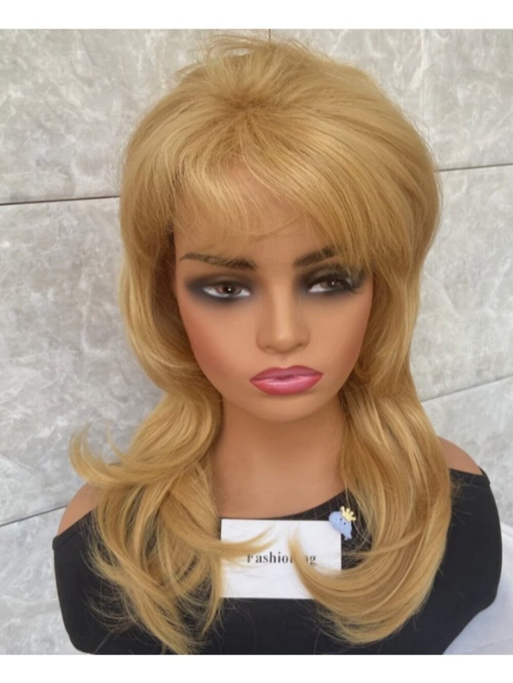 Long Fluffy Wavy Layered Honey Blonde Synthetic Hair Wigs Women Soft Daily Use